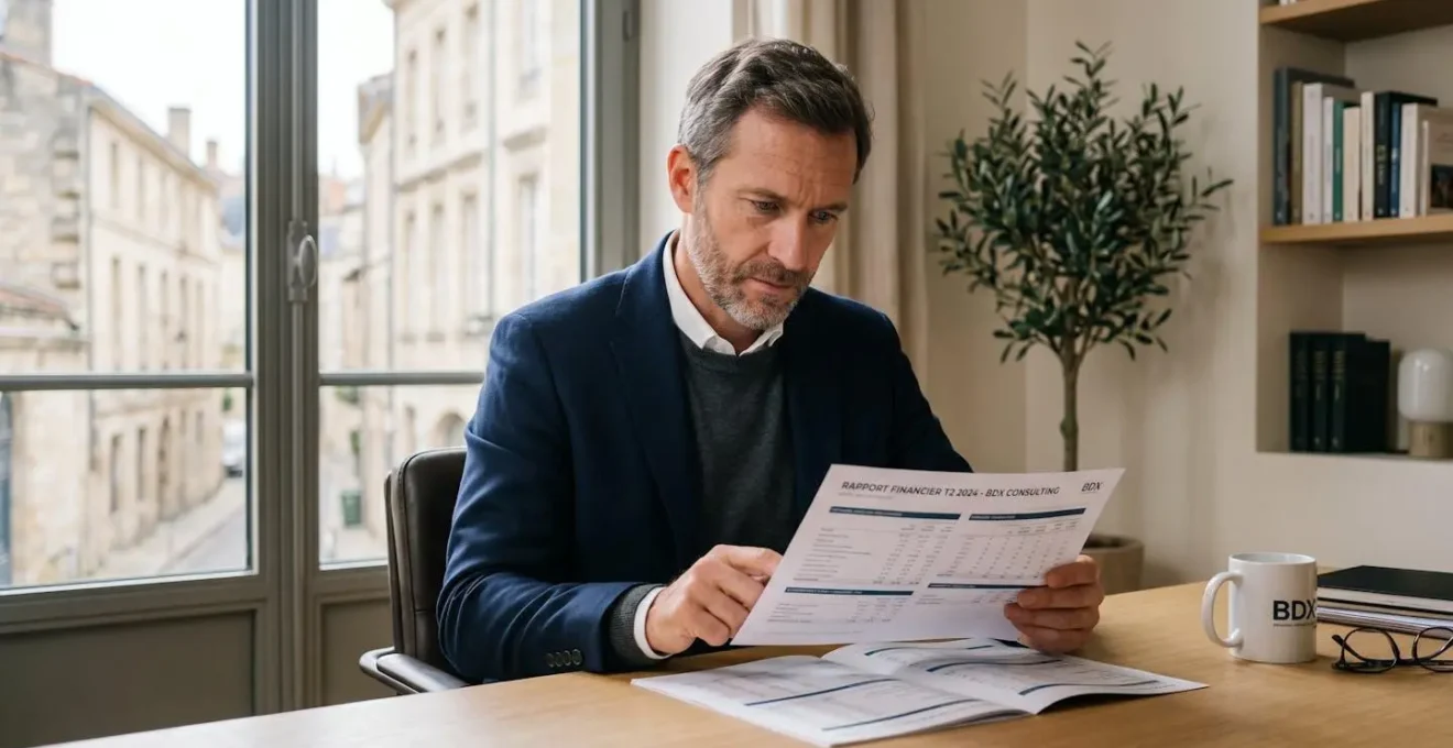 Professionnel en train d'examiner un document fiscal relatif au PER à son bureau